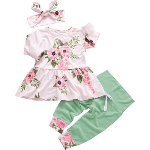 TELOTUNY children set Newborn Baby Girl Floral T shirt Tops Dress Pants Dot Leggings Clothes Set kids clothing winter 0104