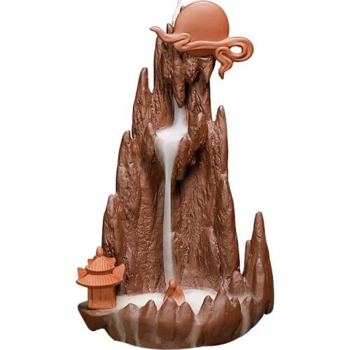 Quiet Landscape Waterfall Backflow Incense Burner+ 10Pcs Incense Cones