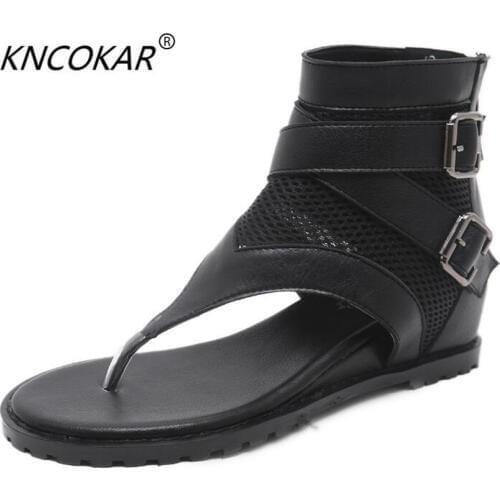 KNCOKAR Comfortable flat toe sandal for women students to take advantage of the fashionable high-end air ventilation net shoes