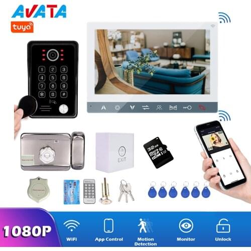 TUYA Smart Life APP WIFI Video Intercom Video Door Phone Home Intercom with Lock with1080P RFID Password Unlock Doorbell Camera