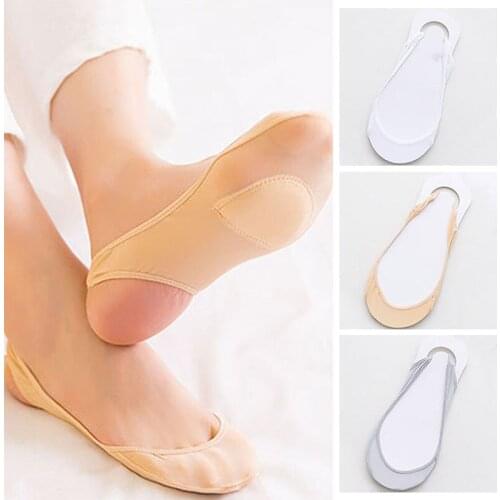 1Pair Invisible Boat Socks Women Summer Silicone Non-Slip Socks for High Heels Shoes Thin Half-Palm Suspender Sock