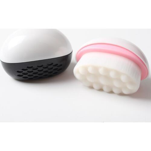 1Pc Multifunctional Portable Facial Brush Egg Shape Cleansing Brush Face Cleaning Massage Skin Exfoliator Tool in Plastic Holder