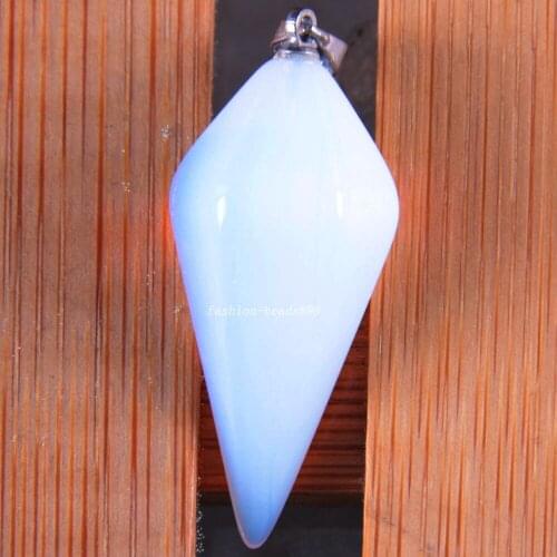 Fashion Women Jewelry Gift 35x15MM Natural White Opal Necklace Pendant 1Pcs K1631