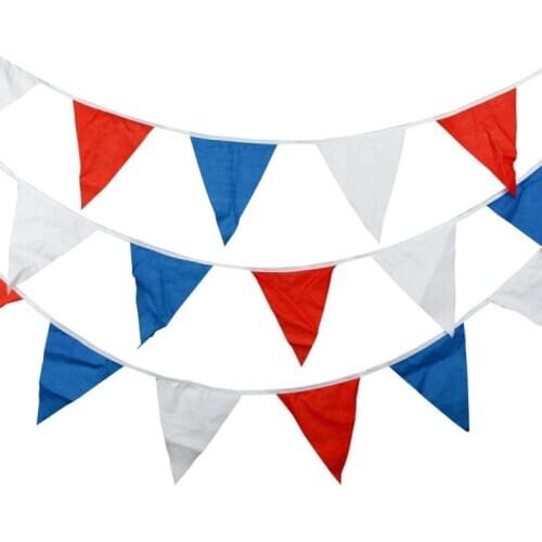 10m 20 Flags Tricolor Cotton Flag Childrens Birthday Decoration Flag For Party Supply