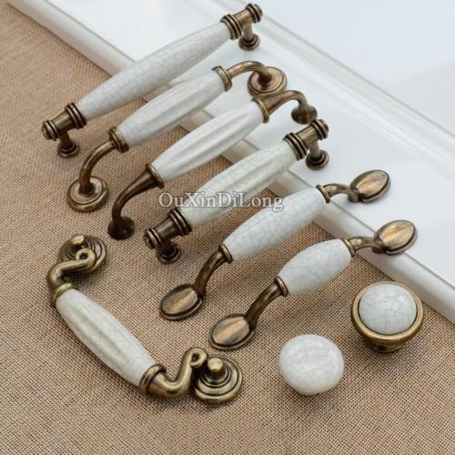 10PCS Retro Vintage European Kitchen Door Handles Ceramic Crack Cupboard Wardrobe Drawer Wine Cabinet Pulls Handles and Knobs