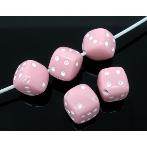 100Pcs Pink Opaque Acrylic Cube/Dice Spacer Beads For DIY Jewelry Making Accessories 9x9mm(B05876)