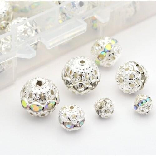 110pcs/Box Grade A Brass Rhinestone Beads Mixed Style Beads 6~12mm for DIY Jewelry Making