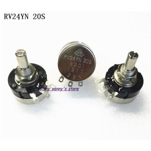 15pcs/Lot RV24YN 20S B201/ B202/ B203/ B204 Ohm Single Turn Carbon Film Rotary Taper Potentiometer Variable Resistor Brand New