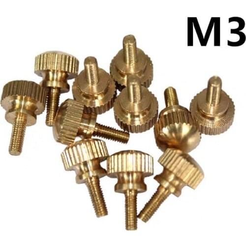 20pcs/lot M3x6/8/10/12/16mm Hand Tighten Brass Knurled Screws Copper Twist Knurled bolts Computer Chass Bolt Thumb Screw