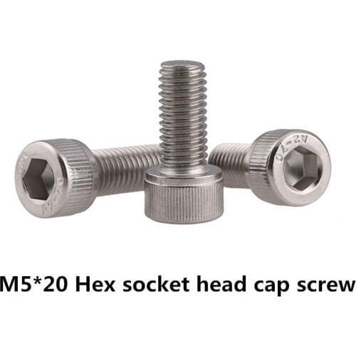 2021 Vis Drywall 100pcs M5*20 Hex Socket Head Cap Screw, Din912 304 Stainless Steel Hexagon Allen Cylinder Bolt, Cup Screws