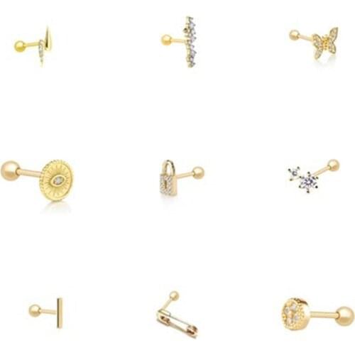 Canner Single Stud Earring For Women Luxury Zircon Pendientes Plata 100% Real 925 Sterling 925 Silver Piercing Fine Jewelry Gift