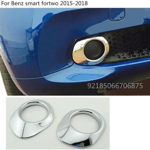 Car Styling cover ABS Chrome head front fog Light Lamp Trim frame 2pcs For Benz smart fortwo 2015 2016 2017 2018