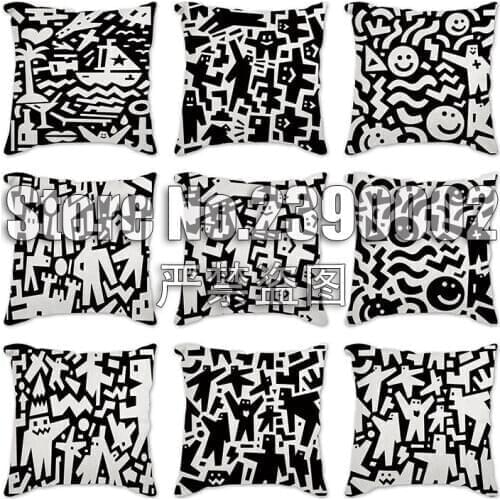 Black geometric Pillow Case Pattern Sofa Bedroom Short Plush Cushion Cover Simple Home Decoration Cushion pillowcase Anchors