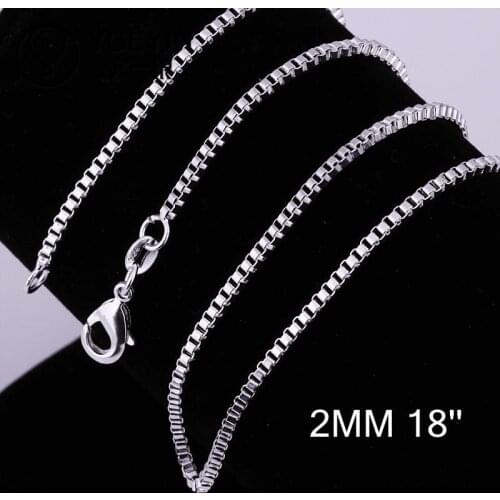 Silver plated long chain necklace accessories unisex jewelry for women men C009-18 box necklace snake chain