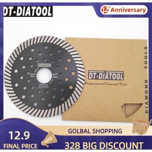 DT-DIATOOL 2pcs Dia 115mm/4.5" Multi Holes Cutting Disc Diamond Saw Blades For Granite Marble Stone Cutting Wheel
