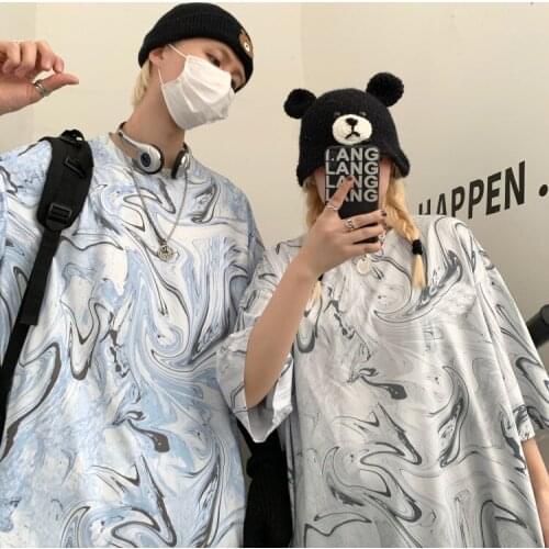 Tie Dye Aesthetic Men Women T Shirt Summer Japanese Fashion Tshirt Harajuku Tee Tops Casual Clothes Clothing 2021 Streetwear