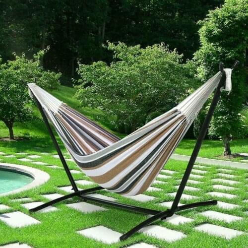 150*200cm Portable Hammock Outdoor Hammock Garden Sports Home Travel Camping Swing Canvas Stripe Hang Bed Hammock 150-300kg