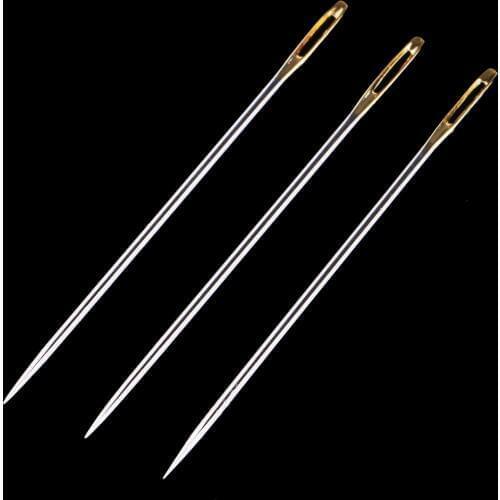 3Pc Big Eye Needles Wool Thick Hand Knitter for Yarn Sewing Darning 1.7mm x 69mm