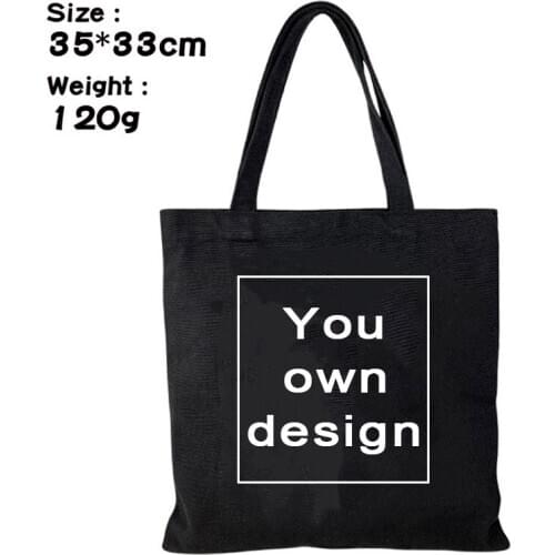 Customized You Own Design Students Shoulder Storage Bags Shopping Tote Bags for Men and Women Portable Canvas Satchel Handbags