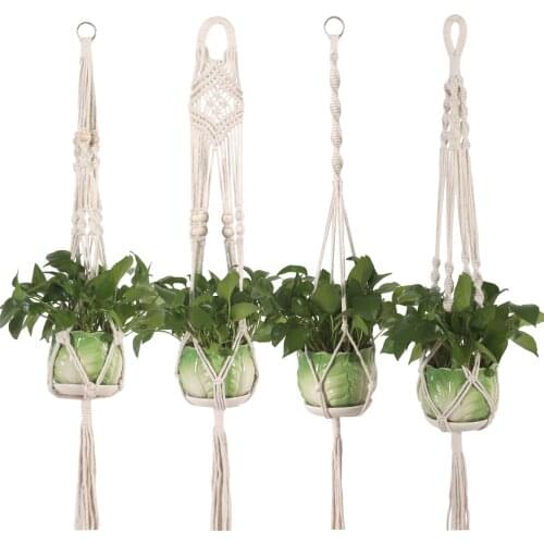 4pcs set Hanging basket Small macrame wall Handmade Macrame Plant Hanger Garden Macrame Plant Hanger Flower Pots Decor Rope