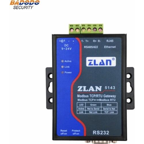 ZLAN5143 RS232 RS485 RS422 to Ethernet RJ45 Converter Modbus RTU TCP Gateway Converter baud rate multi host seiral device serve