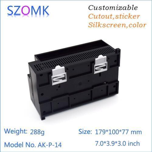 Abs material black plastic din rail instrument enclosure plc junction box (1pcs) 179*100*77mm plastic electrical box project box