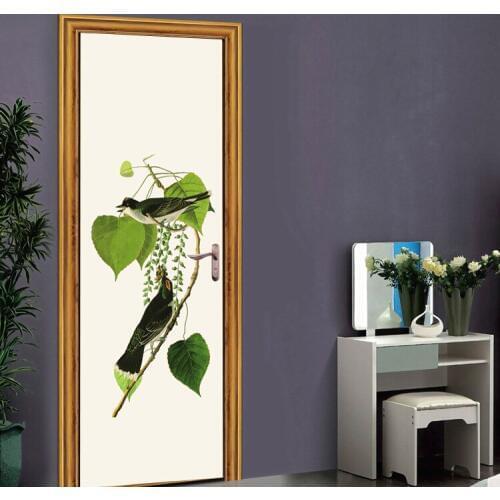 Creative DIY 3D Effect Bird Leaves Door Stickers Pattern for Room Wall Decoration Home Decor Accessories Wall Sticker