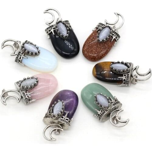 Natural Stone Pendant Exquisite Round Metal Alloy Semi-Precious For Jewelry Making DIY Necklace Bracelet Earrings Accessory