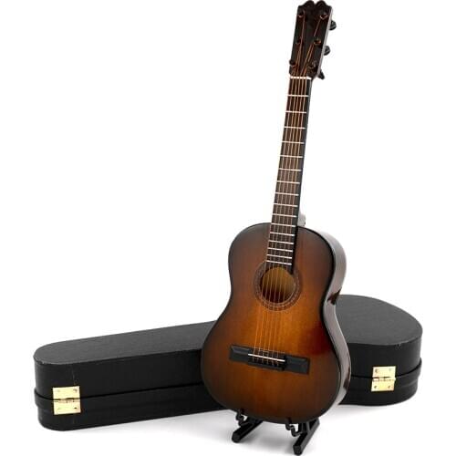 1Pcs Wooden Miniature Brown Guitar Model Mini Musical Instrument for 1/12 Dollhouse 1/6 1/10 1/4 Action figure Decoration Gift