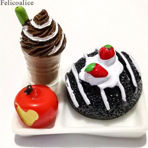 Mini Resin Fruit Simulation Food Model Ornaments Fake Cake Ice Cream Photography Props DIY Accessories Crafts For Home Decor