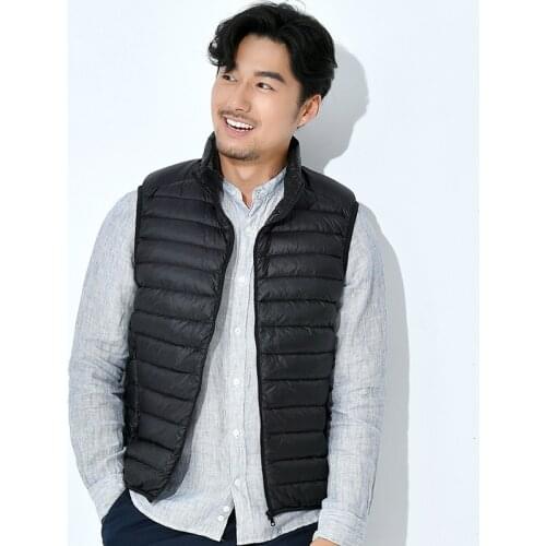 Plus Size 5XL 6XL Mens Lightweight Water-Resistant Packable Puffer Vest Black Gray Sleeveless Jacket