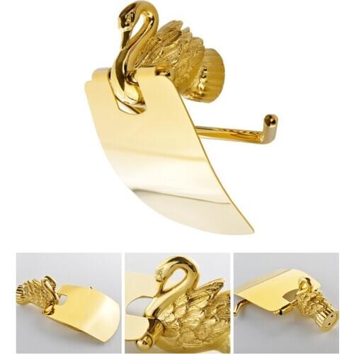 Bathroom Accessories Bath Hardware Set Golden Color Swan Toilet Paper Holder Towel Rack Tissue Holder Roll Paper Holder MB-0969A