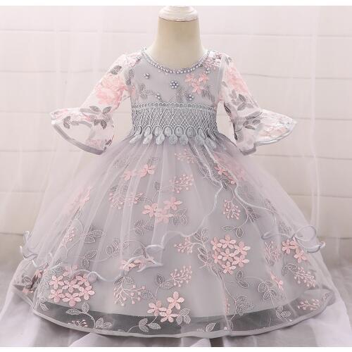 Baby Girls Clothes Flowers Embroidery Lace Princess Party Toddler Dresses For Girls Summer Tutu Baby Girls Dress Ball Gown 0-2Y