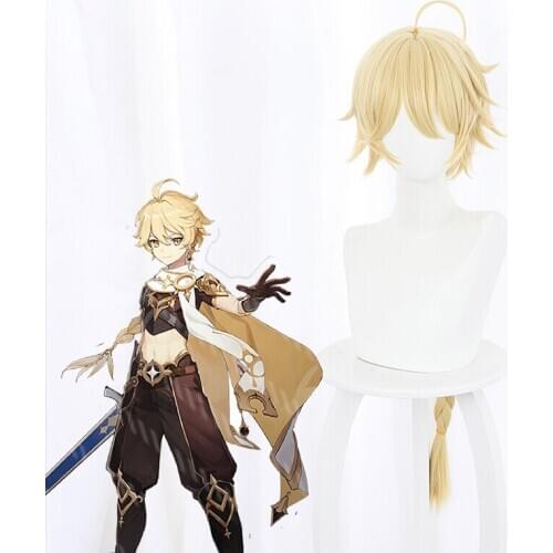 Game Genshin Impact Cosplay Kong Cosplay Wigs Player Golden Short Wigs Hair Halloween Party Cospaly Prop For Women CS484