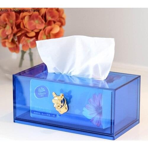 Plastic Rectangular Tissue Box Translucent Decoration Tissue Storage Box Home Paper Towel Holder Drawer Type Tissue Box Holder
