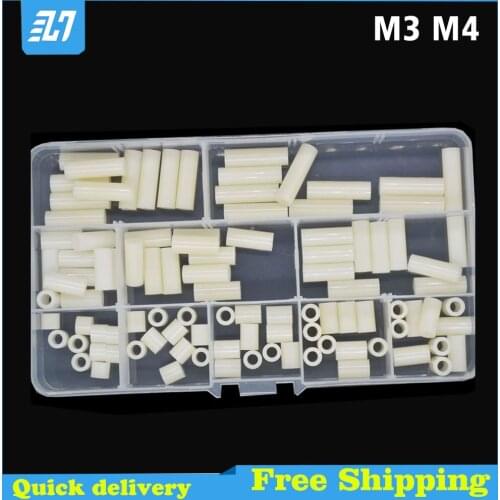 Plastic Rround Metric Spacer Nylon PCB Hollow Standoff White NonThreaded Board M3 M4 Assortment Kit