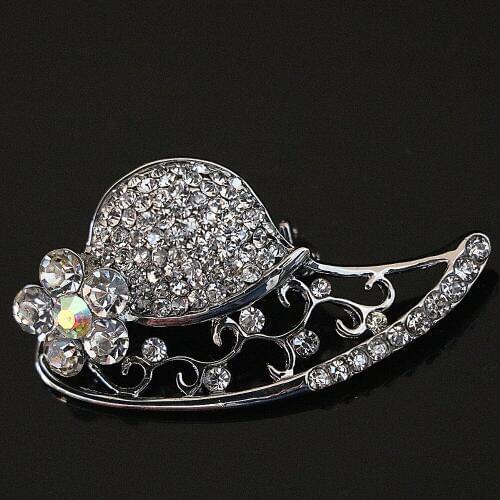 Casual/Sporty Hot Sale Silver-color Sun Hat Brooch White Rhinestone Crystal Korean Style Women Pins Jewelry Accessories B1217