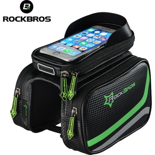 ROCKBROS Bicycle Bags MTB Bike Frame Top Tube Bag Waterproof Screen Touch Phone Storage bag For 5.8/6.5 inch Cycling Accessories