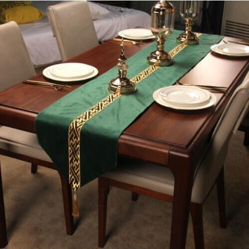 Luxury Velvet Table Runner with Tassels for Dining Table Wedding Party Christmas Cake Floral Soft Tablecloth Home Decoration
