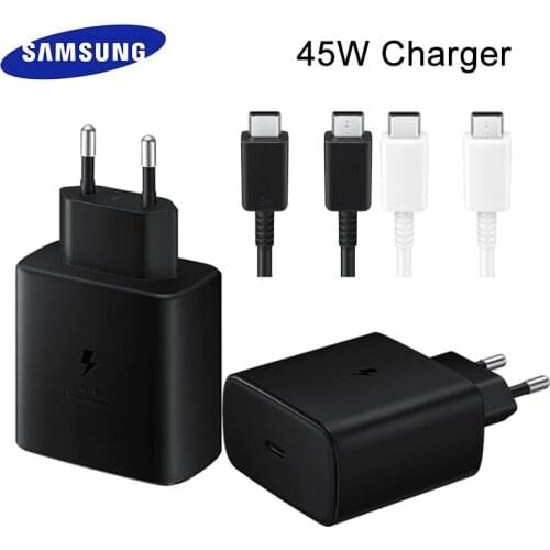 Samsung 45W USB-C Super Adaptive Fast Charge Charger For Galaxy S21 S20 Note 20 Ultra 10 Plus Z Fold 2 S20FE S21FE A71 A72 A90
