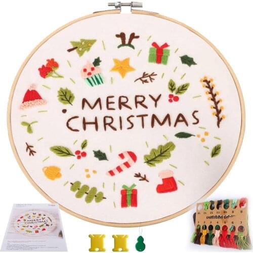 Merry Christmas Full Range of Embroidery Cross Stitch Stamped Christmas Cloth Gift Floral Kit Christmas Sewing AccessoriesMerry