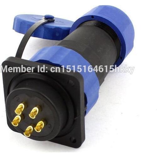 SD20 20mm 5 Pin 5P Square Flange Waterproof Aviation Connector Straight IP68