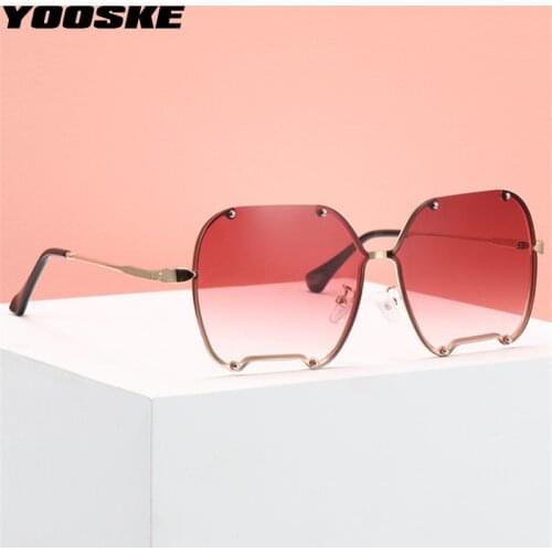 YOOSKE Metal Irregular Sunglasses Men Women Fashion High Quality Gradient Sunglasses Ladies Vintage Gray Pink Eyewear UV400