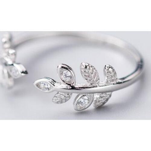 THIN 100% Authentic REAL.925 Sterling Silver Fine Jewelry Olive Branch Leaf Openable Ring GTLJ1508
