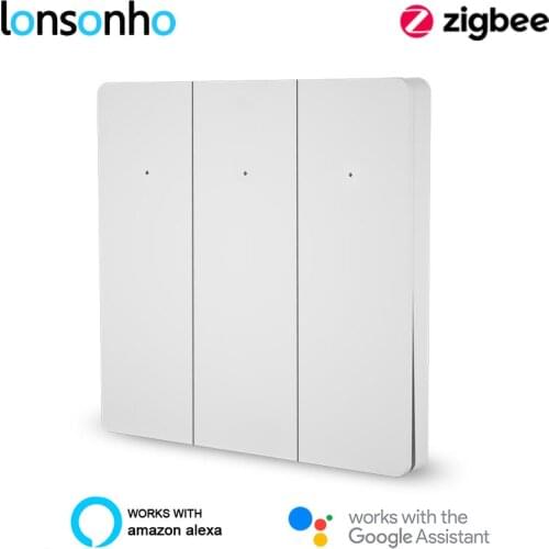 Lonsonho Tuya Zigbee Smart Switch No Neutral EU 220V Press Button Wall Light Switches Works With Alexa Google Home