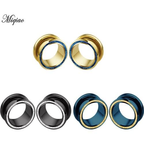 Miqiao 2pcs Popular Hot Style Pressed Sand Stainless Steel Pulley Ears 6mm-16mm Exquisite Piercing Jewelry