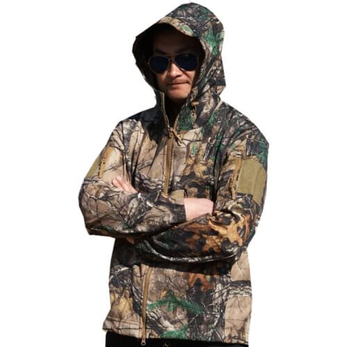 Waterproof fleece warm soft shell bionic camouflage jacket tops winter outdoor fishing hunting climbing windproof thermal coat