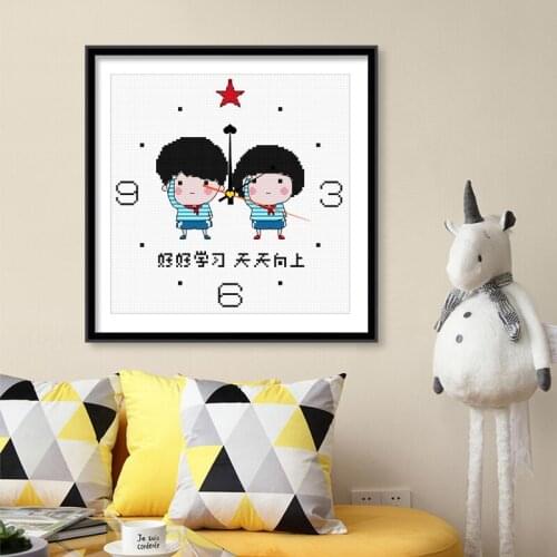 Вышивка крестом нитками Student family fun handmade activities childrens room cross stitch wall clock Send embroidery tools