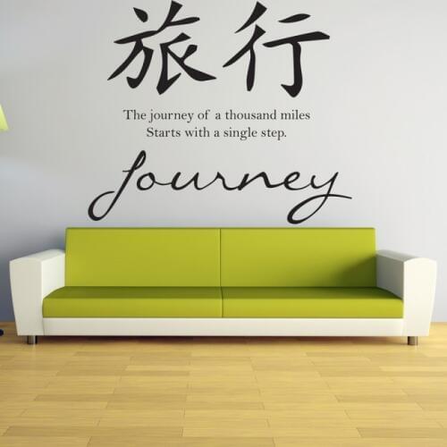 High Quality DIY Wall Stickers Quotes Journey Chinese Proverb Chinese character Home Decor Art Decals living Room Decal ZA161