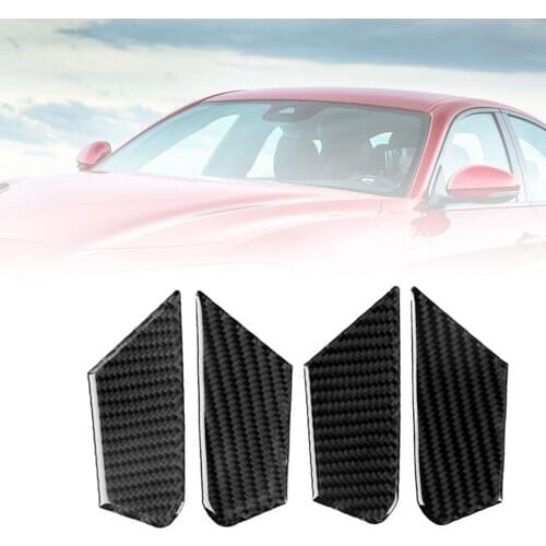 4pcs/set Car Interior Door Handle Bowl Cover Carbon Fiber Trim Replacement For Alfa Romeo Giulia 2017-2019
